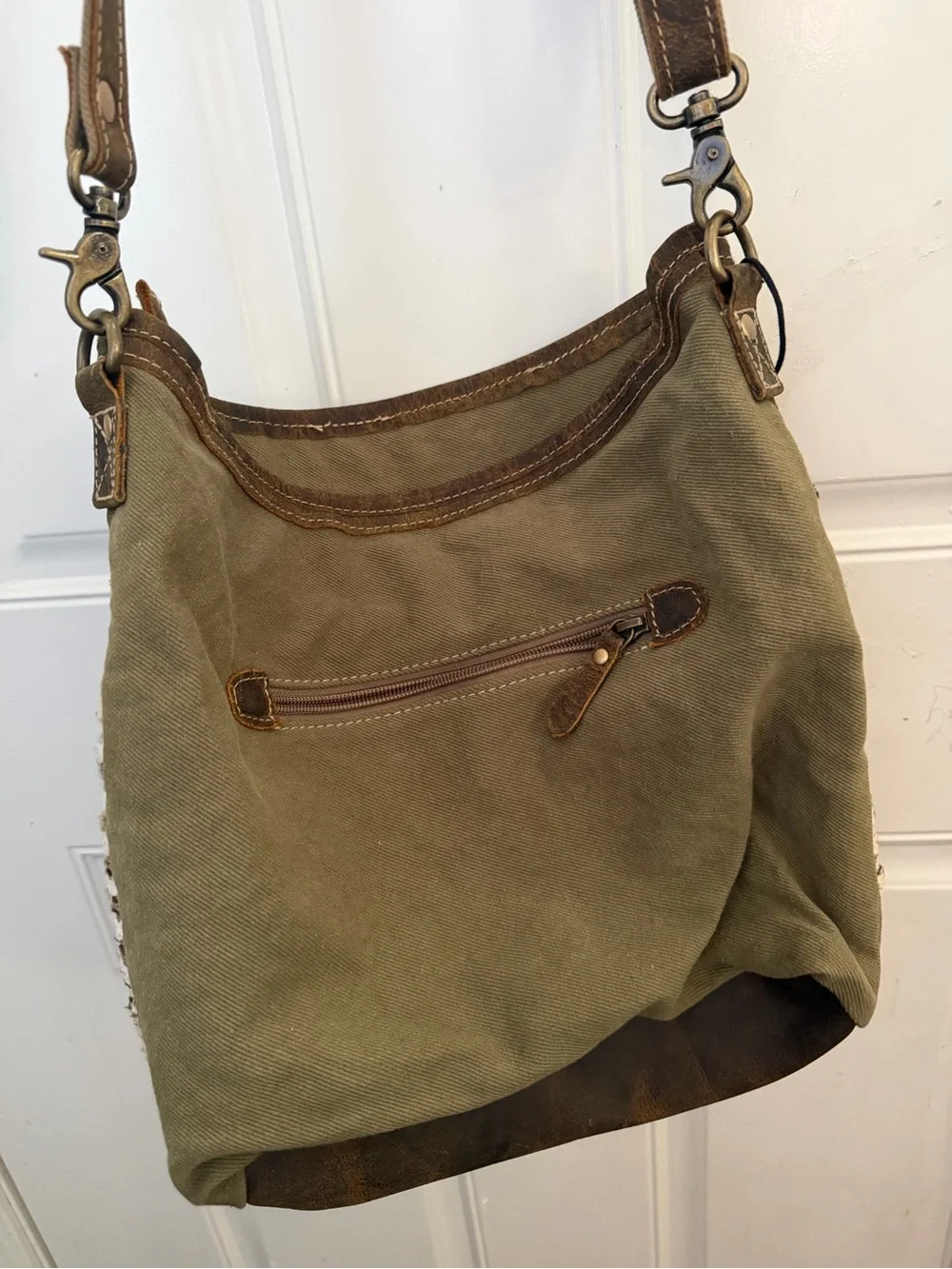 Boho Brown Myra Woven-Accent Shoulder Bag
